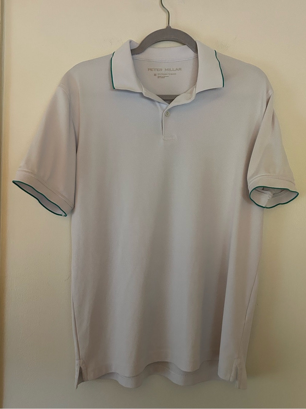 Peter Millar Men’s White Green Trim Polo Golf Shirt Medium